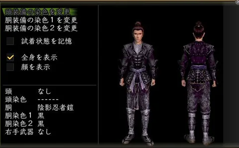軽鎧胴体改装装備グラフィック(男性)：陰影忍者鎧男忍者