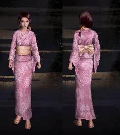 丸模様浴衣女の画像