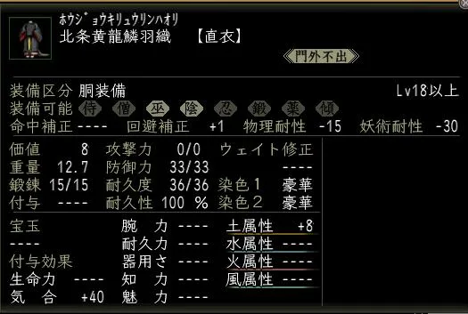 北条黄龍鱗羽織の画像