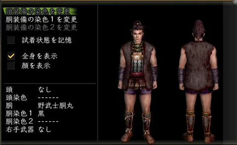軽鎧胴体改装装備グラフィック(男性)：野武士胴丸男傾奇