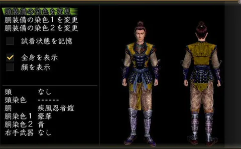軽鎧胴体改装装備グラフィック(男性)：疾風忍者鎧男忍者