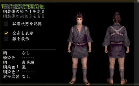 軽鎧胴体改装装備グラフィック(男性)：農民服男傾奇