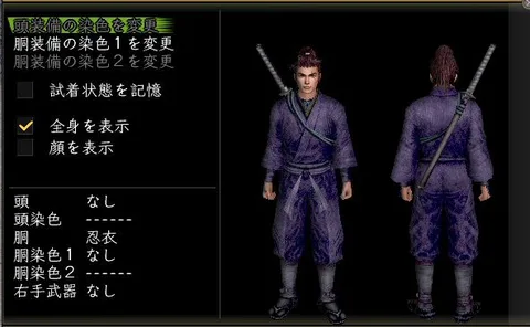 軽鎧胴体改装装備グラフィック(男性)：忍衣男傾奇