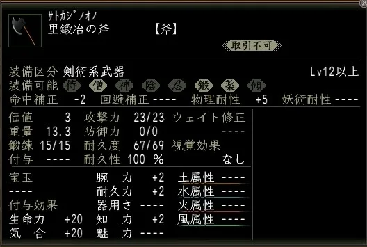 里鍛冶の斧の画像